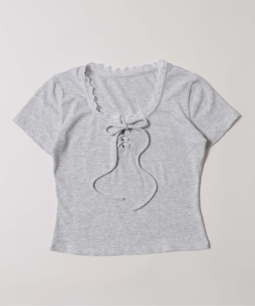 PHILLY(フィリー)の「【PHILLY】ミニレースアップTシャツ(Tシャツ/カットソー・レディース・グレー/ホワイト/ブラック・FREE)」の19枚目の写真