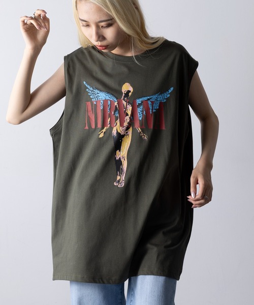 ROCK-OFF（ロックオフ）の「【ROCK-OFF】NIRVANA / RED HOT CHILI PEPPERS TANK Tee（Tシャツ/カットソー・メンズ・カーキ/カーキ系2/ネイビー・XL/L）」の2枚目の写真
