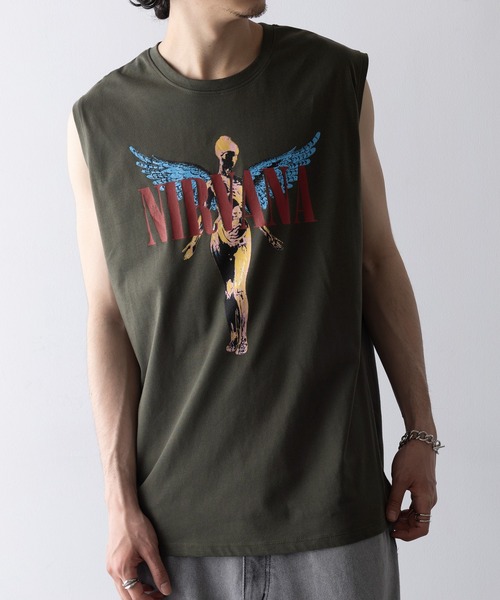 ROCK-OFF（ロックオフ）の「【ROCK-OFF】NIRVANA / RED HOT CHILI PEPPERS TANK Tee（Tシャツ/カットソー・メンズ・カーキ/カーキ系2/ネイビー・XL/L）」の19枚目の写真