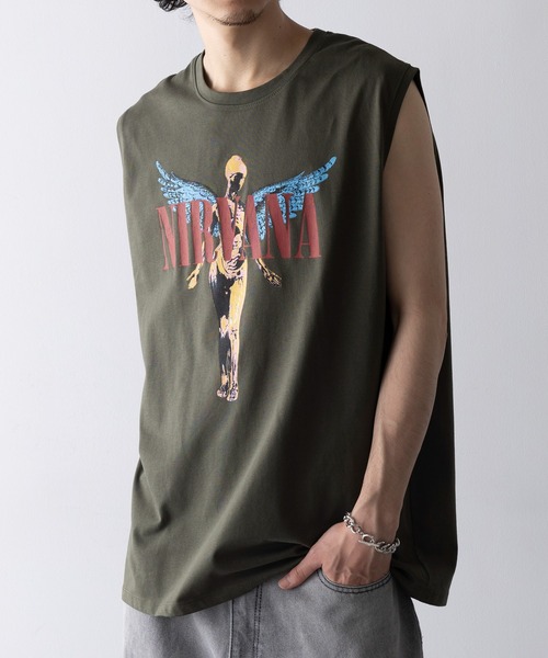 ROCK-OFF（ロックオフ）の「【ROCK-OFF】NIRVANA / RED HOT CHILI PEPPERS TANK Tee（Tシャツ/カットソー・メンズ・カーキ/カーキ系2/ネイビー・XL/L）」の18枚目の写真