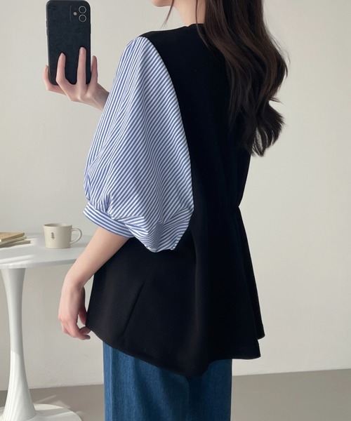 ABITOKYO(アビトーキョー)の「異素材ボリュウーム袖切替プルオーバー(Tシャツ/カットソー・レディース・ネイビー/ブラック/ブラック系その他・M/L/XL)」の18枚目の写真