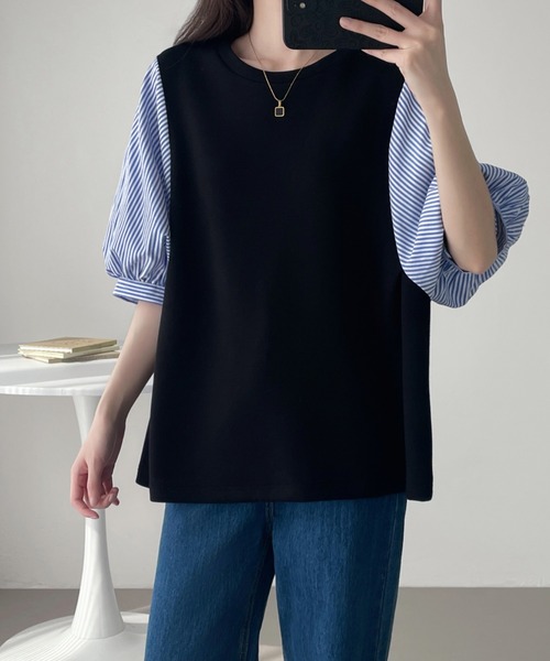 ABITOKYO(アビトーキョー)の「異素材ボリュウーム袖切替プルオーバー(Tシャツ/カットソー・レディース・ネイビー/ブラック/ブラック系その他・M/L/XL)」の19枚目の写真
