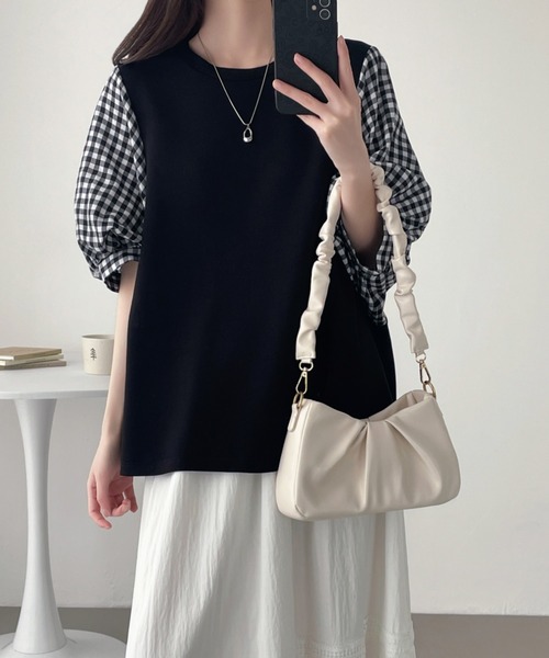 ABITOKYO(アビトーキョー)の「異素材ボリュウーム袖切替プルオーバー(Tシャツ/カットソー・レディース・ネイビー/ブラック/ブラック系その他・M/L/XL)」の8枚目の写真