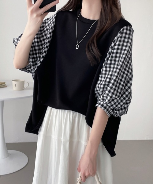ABITOKYO(アビトーキョー)の「異素材ボリュウーム袖切替プルオーバー(Tシャツ/カットソー・レディース・ネイビー/ブラック/ブラック系その他・M/L/XL)」の17枚目の写真