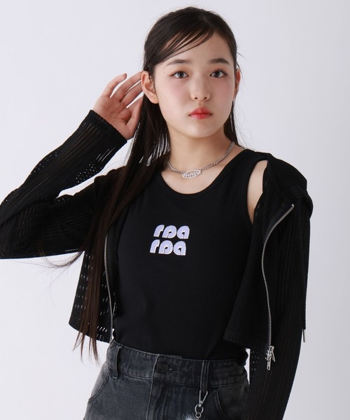 repipi armario（レピピ アルマリオ）の「ロゴラインストーンタンクトップ（タンクトップ・キッズ・サックスブルー/ホワイト/ブラック・SMALL/MEDIUM/LARGE）」の2枚目の写真