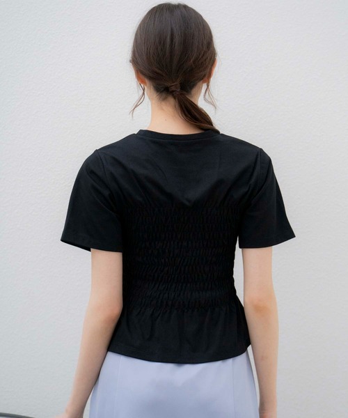 NOELA(ノエラ)の「シャーリングTEEシャツ(Tシャツ/カットソー・レディース・ライトグリーン/ブラック/オフホワイト・フリー)」の6枚目の写真