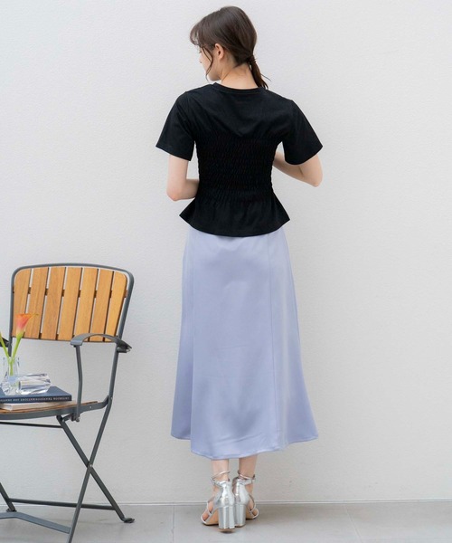 NOELA(ノエラ)の「シャーリングTEEシャツ(Tシャツ/カットソー・レディース・ライトグリーン/ブラック/オフホワイト・フリー)」の9枚目の写真