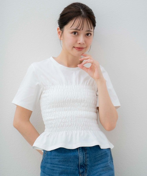 NOELA(ノエラ)の「シャーリングTEEシャツ(Tシャツ/カットソー・レディース・ライトグリーン/ブラック/オフホワイト・フリー)」の11枚目の写真