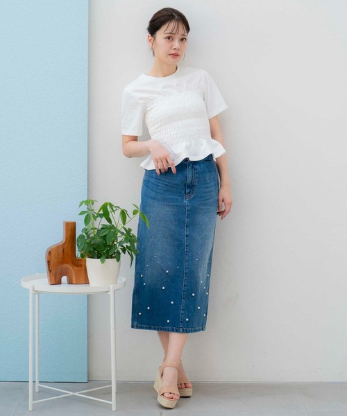 NOELA(ノエラ)の「シャーリングTEEシャツ(Tシャツ/カットソー・レディース・ライトグリーン/ブラック/オフホワイト・フリー)」の14枚目の写真