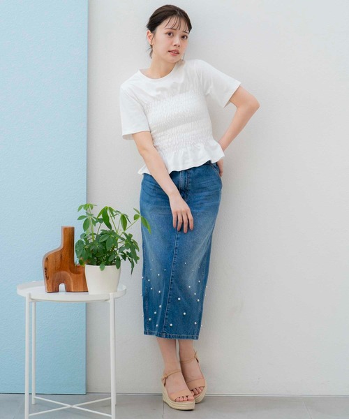 NOELA(ノエラ)の「シャーリングTEEシャツ(Tシャツ/カットソー・レディース・ライトグリーン/ブラック/オフホワイト・フリー)」の15枚目の写真