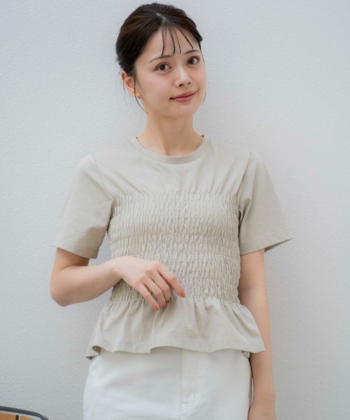 NOELA(ノエラ)の「シャーリングTEEシャツ(Tシャツ/カットソー・レディース・ライトグリーン/ブラック/オフホワイト・フリー)」の18枚目の写真