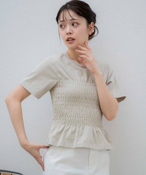 NOELA(ノエラ)の「シャーリングTEEシャツ(Tシャツ/カットソー・レディース・ライトグリーン/ブラック/オフホワイト・フリー)」の19枚目の写真