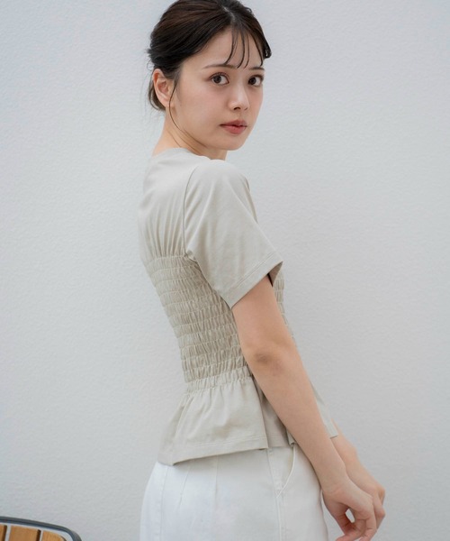 NOELA(ノエラ)の「シャーリングTEEシャツ(Tシャツ/カットソー・レディース・ライトグリーン/ブラック/オフホワイト・フリー)」の20枚目の写真