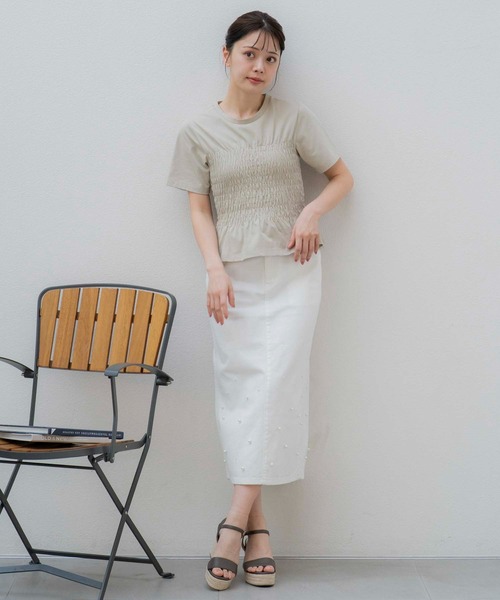 NOELA(ノエラ)の「シャーリングTEEシャツ(Tシャツ/カットソー・レディース・ライトグリーン/ブラック/オフホワイト・フリー)」の22枚目の写真