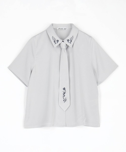 NICOLE CLUB(ニコル クラブ)の「ネクタイ付き2way刺繍ブラウス(シャツ/ブラウス・レディース・オフホワイト/サックスブルー/ピンク/チャコール・MEDIUM)」の21枚目の写真