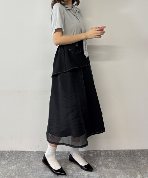 新品未使用・タグ付き　イノセントワールド　フォーク刺繍ブラウス　カフェオレ NICOLE CLUB（ニコル クラブ）の「ネクタイ付き2way刺繍ブラウス