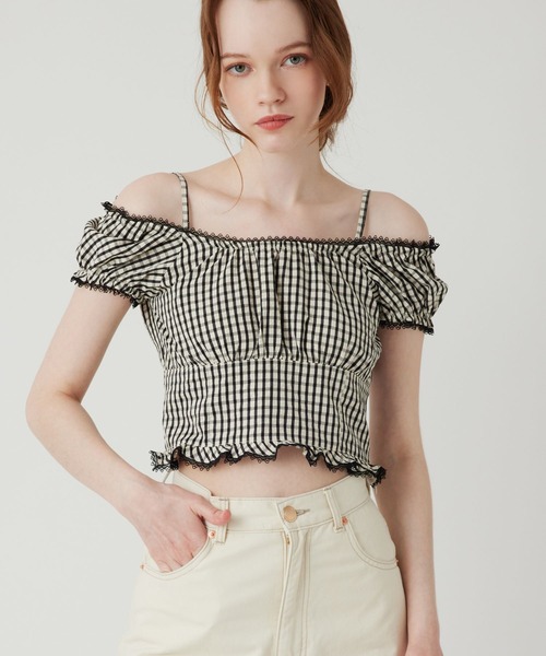 DEICY（デイシー）の「ギンガムチェックブラウス（シャツ/ブラウス・レディース・ブラウン/ブラック/ピンク・FREE）」の2枚目の写真