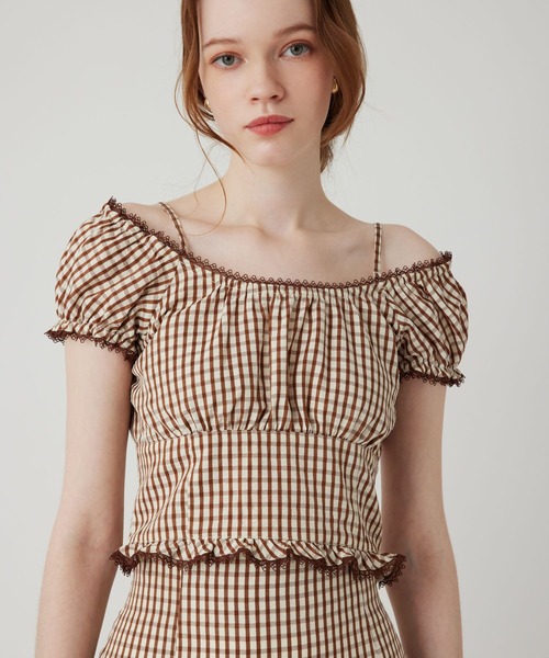 DEICY（デイシー）の「ギンガムチェックブラウス（シャツ/ブラウス・レディース・ブラウン/ブラック/ピンク・FREE）」の7枚目の写真