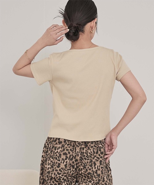 M.MARTIN リブカットソー  ベージュ　美品 VIBGYOR tシャツ 美シルエット ヘンリーネックリブカットソー／長袖