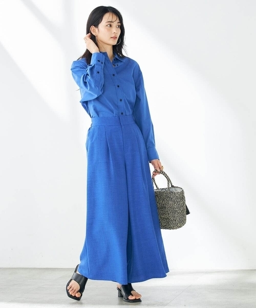 a.v.v(アーヴェヴェ)の「【接触冷感/UVカット/イージーケア/雑誌InRed(宝島社)5月号掲載】麻調フレアパンツ(その他パンツ・レディース・ブルー/ネイビー/ベージュ/ブラウン・34/36/38/40/42)」の12枚目の写真
