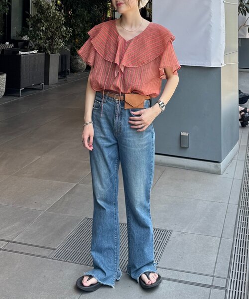 CIAOPANIC TYPY（チャオパニックティピー）の「シアーラッフル襟ブラウス（シャツ/ブラウス・レディース・ブラック/ホワイト/ピンク/イエロー・ONE SIZE）」の7枚目の写真