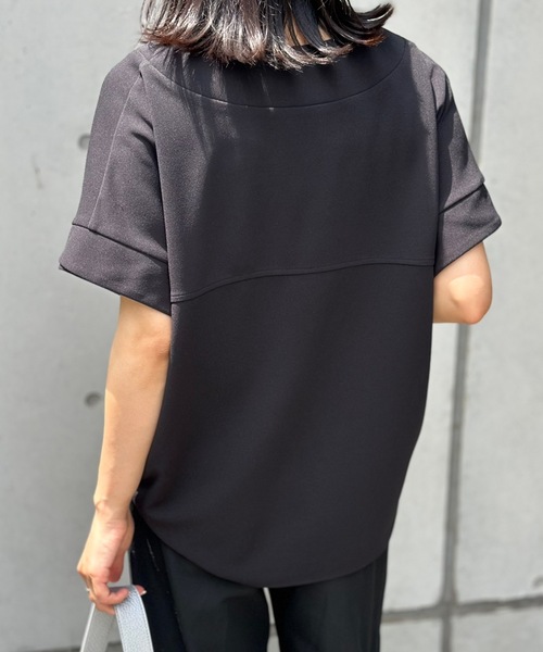 tシャツ カットジョーゼットキーネックオーバープルオーバー レディース セール】カットジョーゼットキーネックオーバープルオーバー（T
