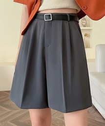 【大きいサイズ有】ゆったり大人っぽstyle。ダブルタックハーフパンツ レディース