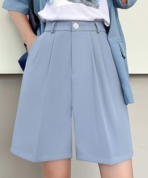 【大きいサイズ有】ゆったり大人っぽstyle。ダブルタックハーフパンツ レディース