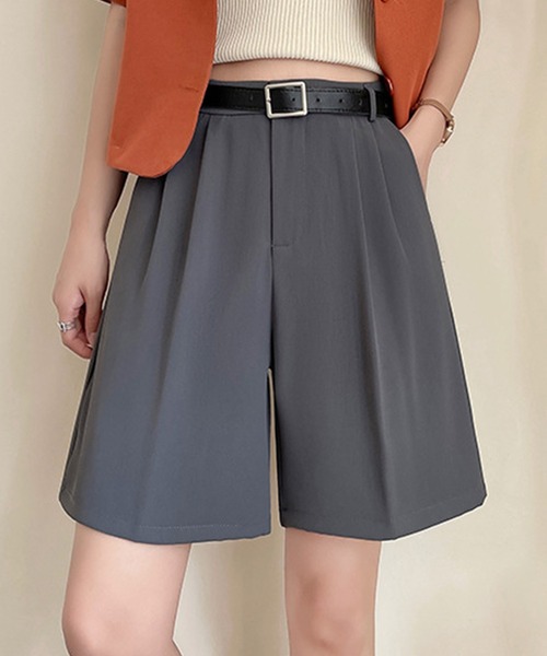 DAY CLOSET（デイ クローゼット）の「【大きいサイズ有】ゆったり大人っぽstyle。ダブルタックハーフパンツ レディース（その他パンツ・レディース・ブラウン/グレー/ブラック/サックスブルー/グリーン/キナリ/ネイビー・S/M/L/2XL/XL）」の14枚目の写真