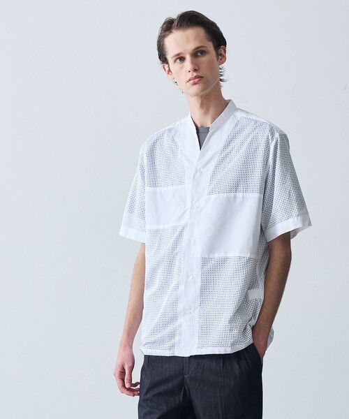 5351 POUR LES HOMMES（ゴーサンゴーイチプールオム）の「【25S/S】パッチワーク メッシュ 半袖シャツ（シャツ/ブラウス・メンズ・ホワイト/ブラック・46/44/50/48）」の14枚目の写真