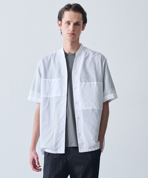 5351 POUR LES HOMMES（ゴーサンゴーイチプールオム）の「【25S/S】パッチワーク メッシュ 半袖シャツ（シャツ/ブラウス・メンズ・ホワイト/ブラック・46/44/50/48）」の15枚目の写真