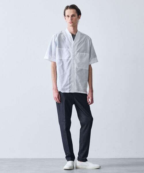 5351 POUR LES HOMMES（ゴーサンゴーイチプールオム）の「【25S/S】パッチワーク メッシュ 半袖シャツ（シャツ/ブラウス・メンズ・ホワイト/ブラック・46/44/50/48）」の16枚目の写真