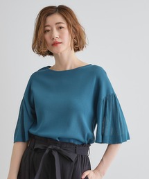 【嬉しい機能付き】やわらかドライタッチシアーフレアスリーブニット