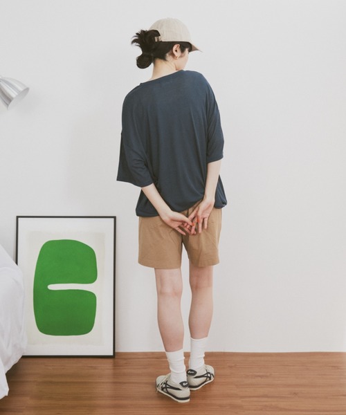 MERLOT(メルロー)の「レタリングロゴ刺繍オーバーサイズシアーT(Tシャツ/カットソー・レディース・ピンク/ネイビー/グレー・FREE)」の20枚目の写真