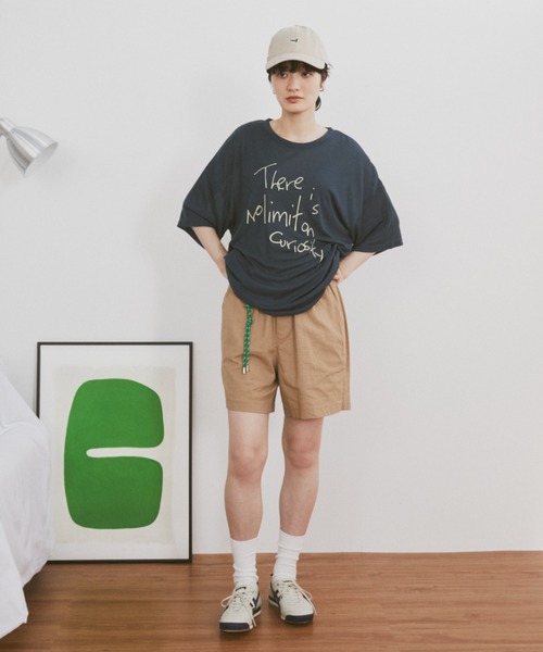 MERLOT(メルロー)の「レタリングロゴ刺繍オーバーサイズシアーT(Tシャツ/カットソー・レディース・ピンク/ネイビー/グレー・FREE)」の18枚目の写真