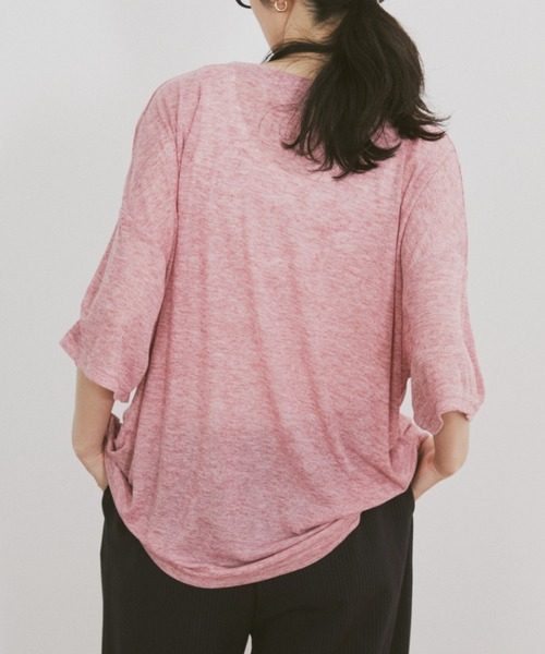 MERLOT(メルロー)の「レタリングロゴ刺繍オーバーサイズシアーT(Tシャツ/カットソー・レディース・ピンク/ネイビー/グレー・FREE)」の22枚目の写真