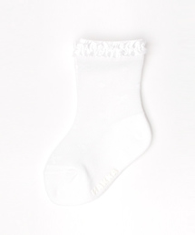 [ベビー]メッシュ編みフリルテープ付きソックス