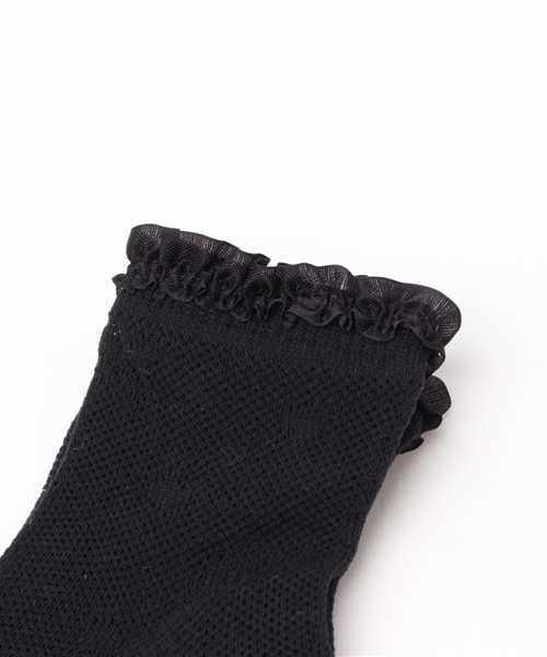HAKKA BABY（ハッカベビー）の「[ベビー]メッシュ編みフリルテープ付きソックス（ソックス/靴下・キッズ・ブラック/ホワイト・SMALL/MEDIUM）」の3枚目の写真