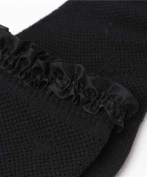 HAKKA BABY（ハッカベビー）の「[ベビー]メッシュ編みフリルテープ付きソックス（ソックス/靴下・キッズ・ブラック/ホワイト・SMALL/MEDIUM）」の5枚目の写真