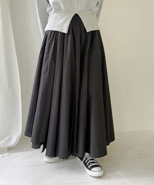 StyleSea（スタイルシー）の「ハイウエストスモッグコットンボリュームスカート（スカート・レディース・ブラック/オフホワイト・FREE）」の20枚目の写真
