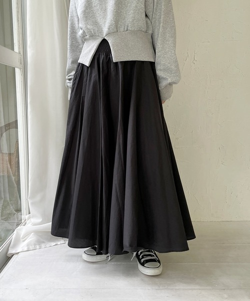 StyleSea（スタイルシー）の「ハイウエストスモッグコットンボリュームスカート（スカート・レディース・ブラック/オフホワイト・FREE）」の15枚目の写真