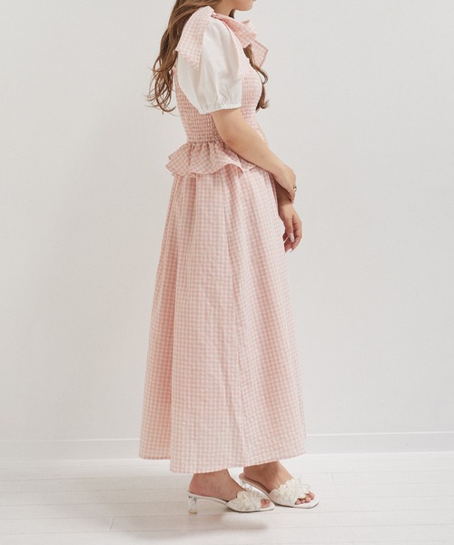 Areeam（アリーム）の「シャーリングチェックキャミワンピース（ワンピース・レディース・ライトピンク/ライトイエロー・FREE）」の17枚目の写真