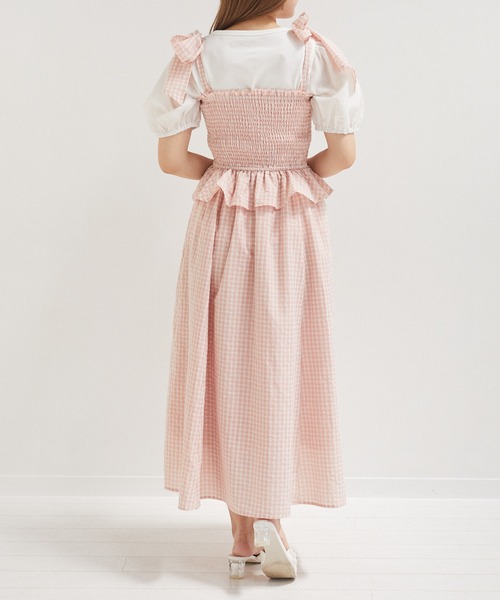 Areeam（アリーム）の「シャーリングチェックキャミワンピース（ワンピース・レディース・ライトピンク/ライトイエロー・FREE）」の18枚目の写真