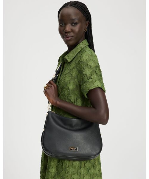 kate spade リボン付き セットアップ　黒 160 リブ ラージ ホーボー バッグ（ショルダーバッグ）｜kate spade new