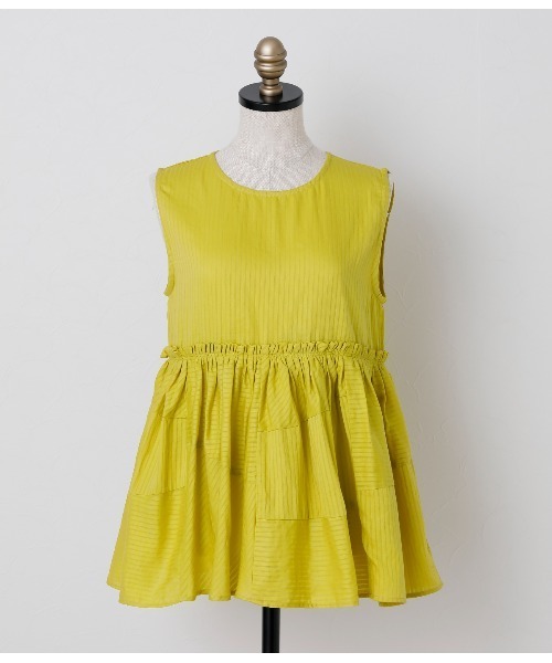 SIPULI（シプリ）の「Cotton Stripe Dobby ランダムカットブラウス（シャツ/ブラウス・レディース・ホワイト/イエロー・2）」の2枚目の写真