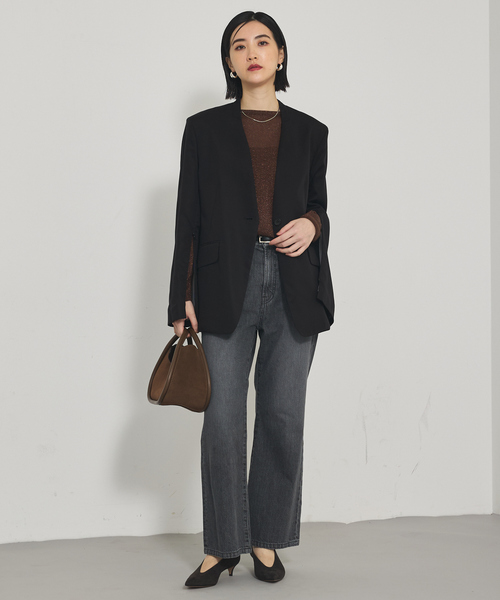 qualite（カリテ）の「袖コンシールあきJK/秋服/冬服/オフィスカジュアル（テーラードジャケット・レディース・ブラック/グレイッシュベージュ・38/36）」の3枚目の写真