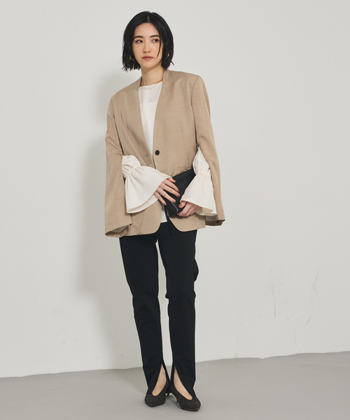 qualite（カリテ）の「袖コンシールあきJK/秋服/冬服/オフィスカジュアル（テーラードジャケット・レディース・ブラック/グレイッシュベージュ・38/36）」の7枚目の写真