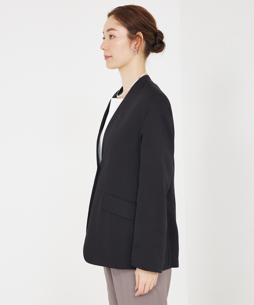 qualite（カリテ）の「袖コンシールあきJK/秋服/冬服/オフィスカジュアル（テーラードジャケット・レディース・ブラック/グレイッシュベージュ・38/36）」の11枚目の写真