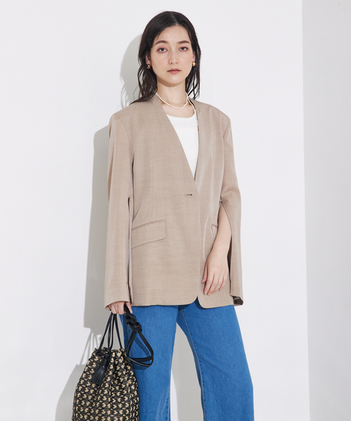 qualite（カリテ）の「袖コンシールあきJK/秋服/冬服/オフィスカジュアル（テーラードジャケット・レディース・ブラック/グレイッシュベージュ・38/36）」の20枚目の写真