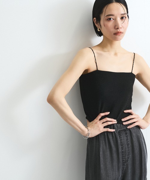 VICKY(ビッキー)の「カップ付きラメキャミソール≪手洗い可能≫(キャミソール・レディース・オフホワイト/ブラック/ブラウン・M)」の2枚目の写真